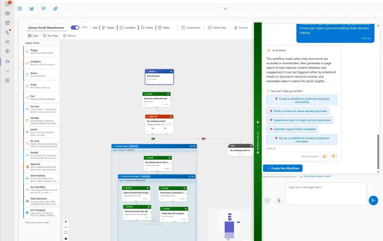 The Workflow Advisor beside the designer